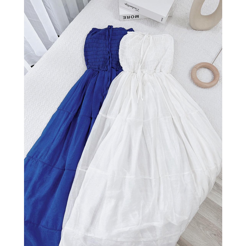 ĐẦM MAXI ỐNG NHÚN CHỈ NGỰC