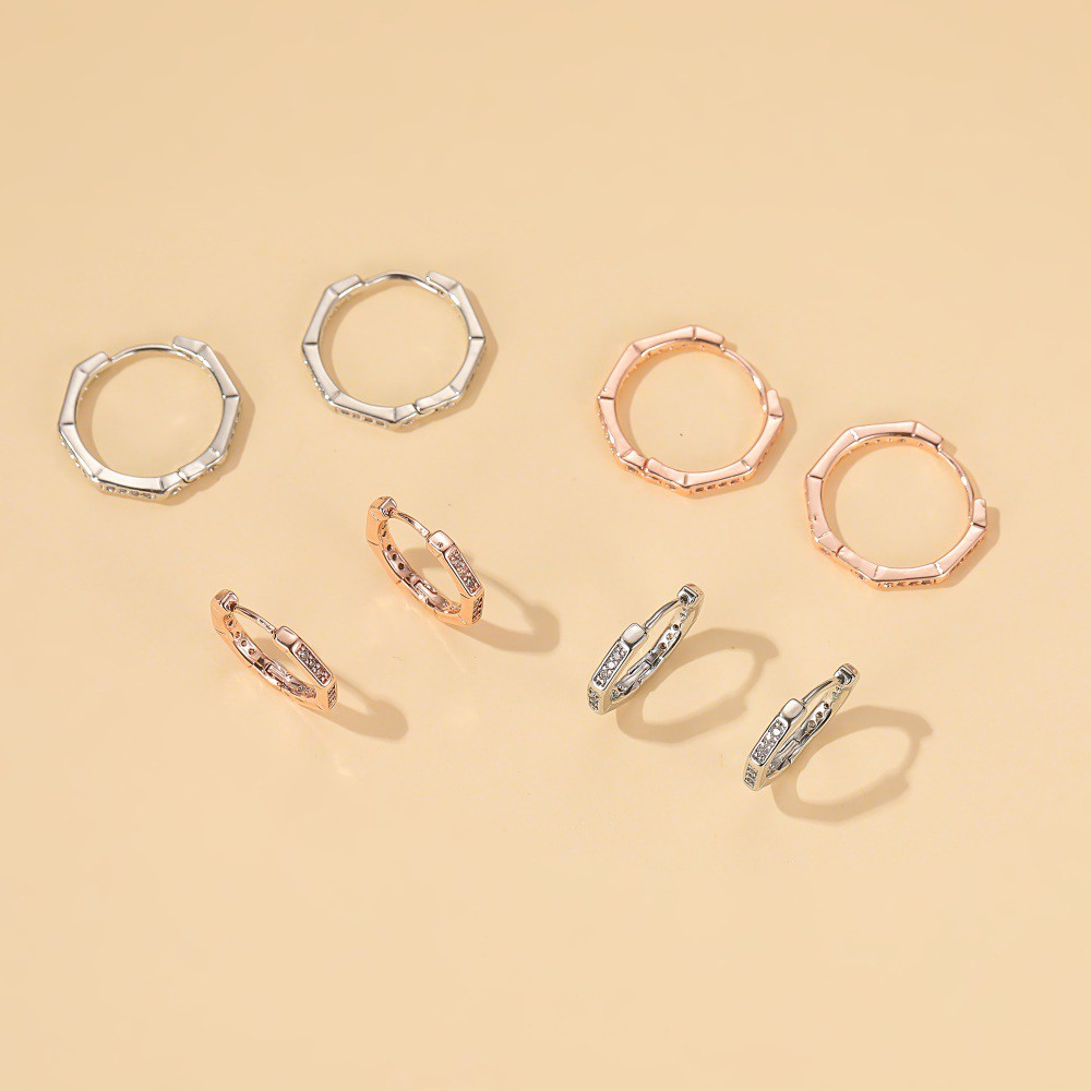 Khuyên tai hình đa giác đính đá thời trang cho nữ