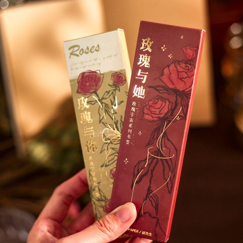 Hộp 30 Thẻ Giấy Đánh Dấu Trang Sách Hình Hoa Hồng