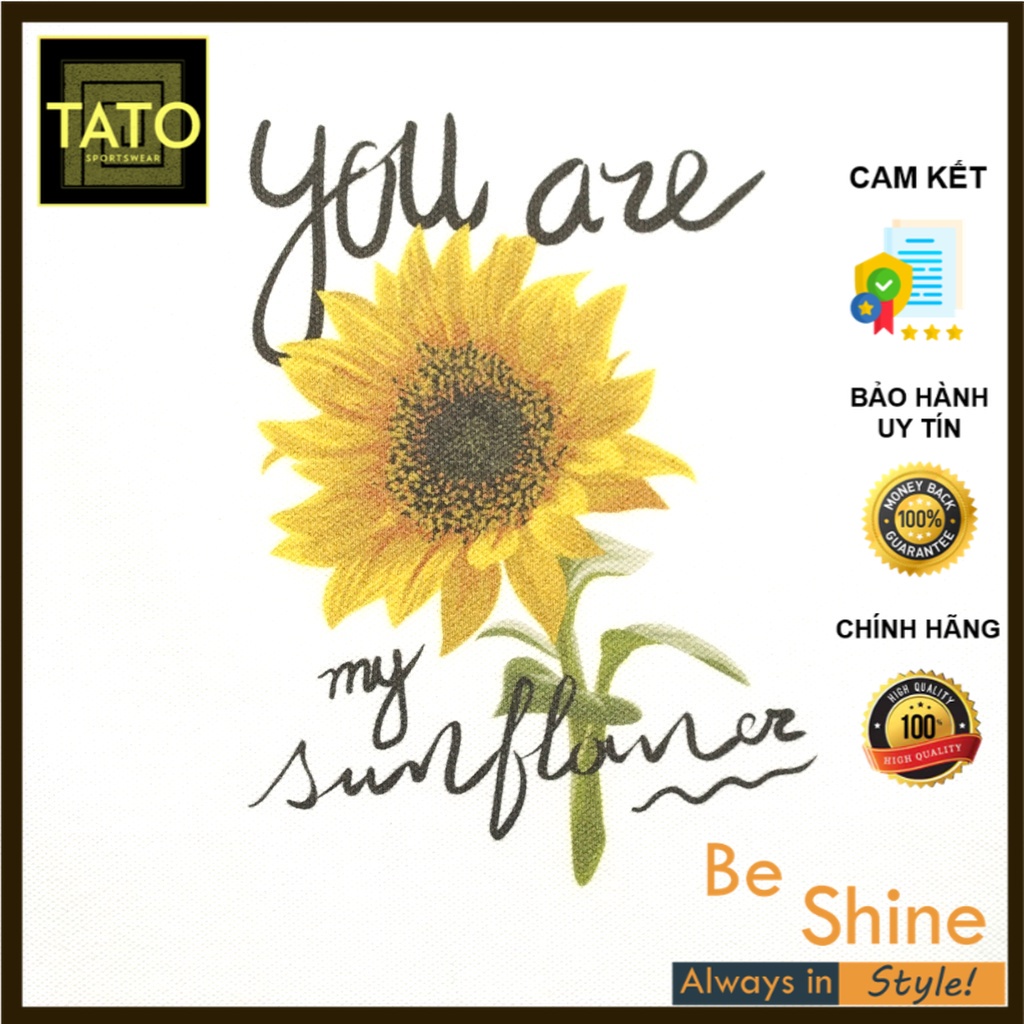 Áo Polo Basic Unisex TATO In Hình Hoa Hướng Dương Vải Thun Cá Sấu Mềm Mịn Phong Cách Trẻ Trung - TATO Unisex Clothing