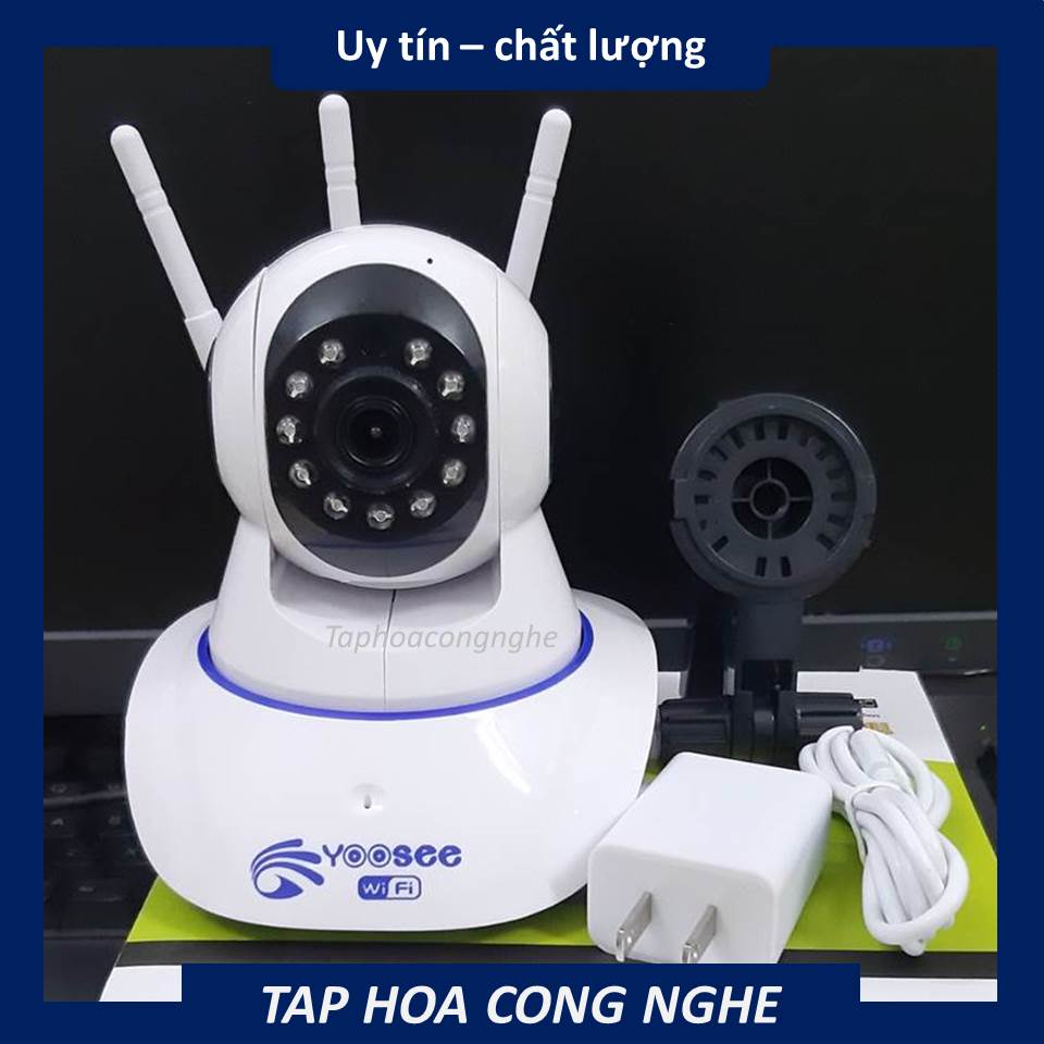 Camera YOOSEE WIFI IP XOAY 360 ĐỘ 3 RÂU không cổng LAN khe thẻ nhớ trên đầu camera hỗ trợ hồng ngoại quay đêm