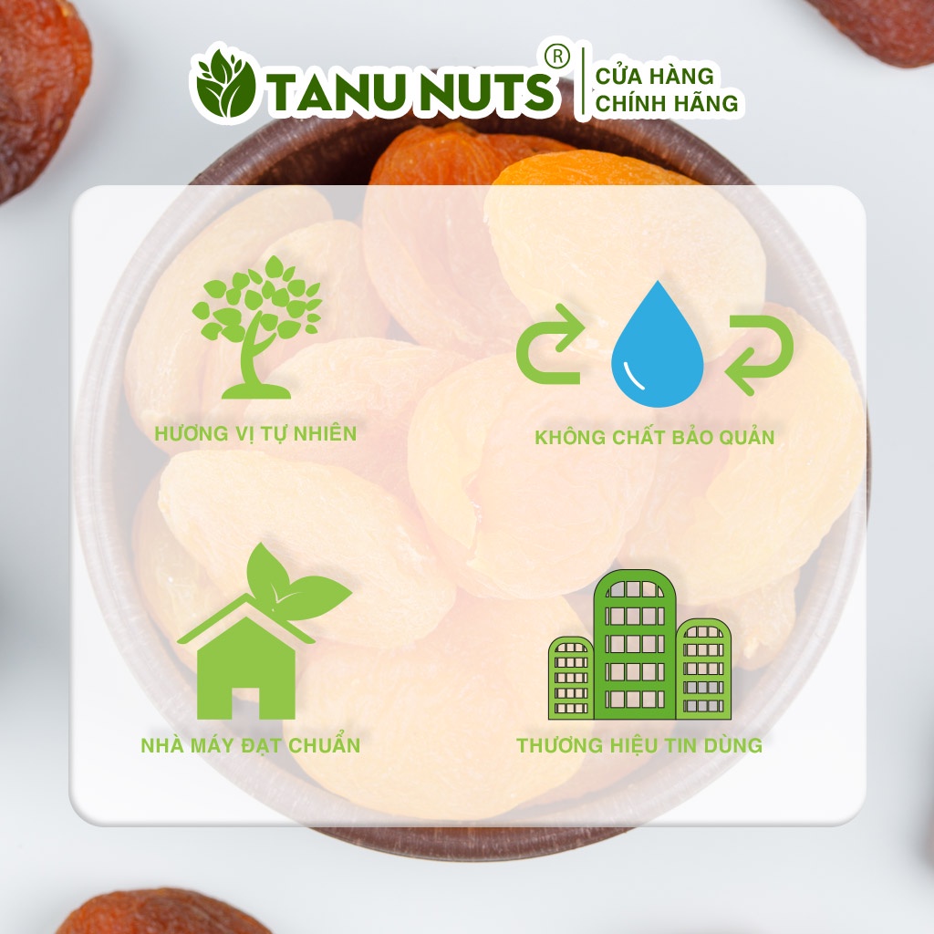 Mơ sấy dẻo không đường TANU NUTS, mơ sấy dẻo Thổ Nhĩ Kỳ ăn kiêng, ăn vặt mẹ bầu