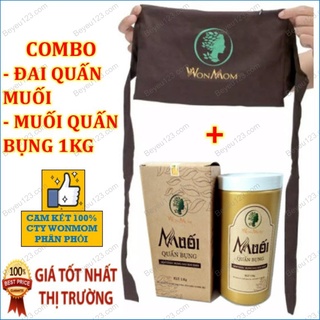 Combo 1kg Muối thảo dược giảm eo và Đai vải quấn muối Wonmom