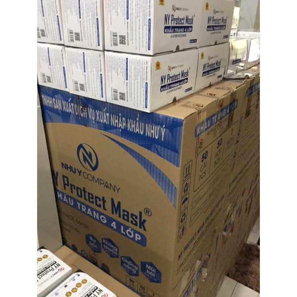 KHẨU TRANG NHƯ Ý 4 LỚP MÀU XANH