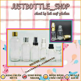 Chai Thủy tinh Trong lọ chiết mỹ phẩm tinh dầu serum 5ml 10ml 15ml 20ml 30ml 50ml 100ml bóp nhỏ giọt phun sương nắp vặn