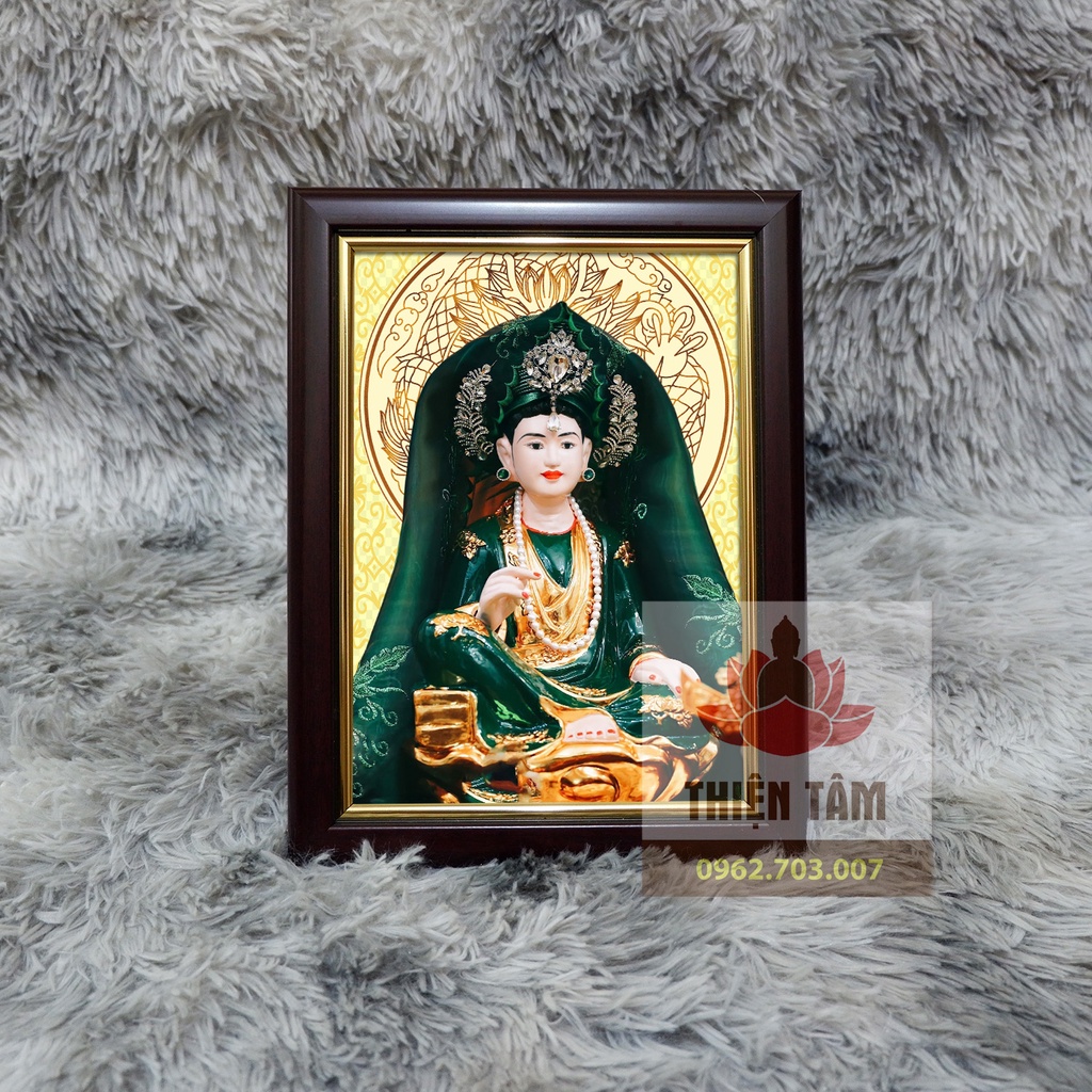Tranh Chúa Nguyệt Hồ để bàn 19,5x25,5cm chất liệu vải phủ bóng + khung composite xịn xò