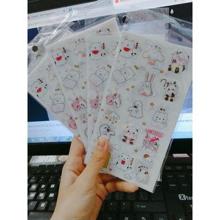 6 tâm sticker con vật đáng yêu