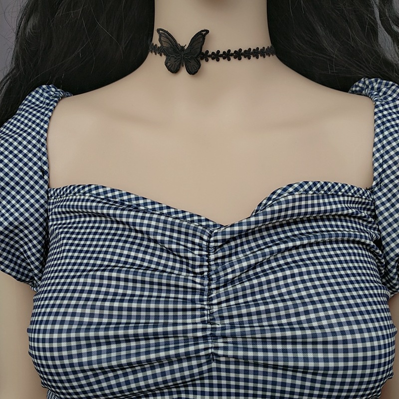 Vòng Cổ Choker Vải Ren Mặt Hoa Bướm Thời Trang Phong Cách Hàn Quốc Cho Nữ