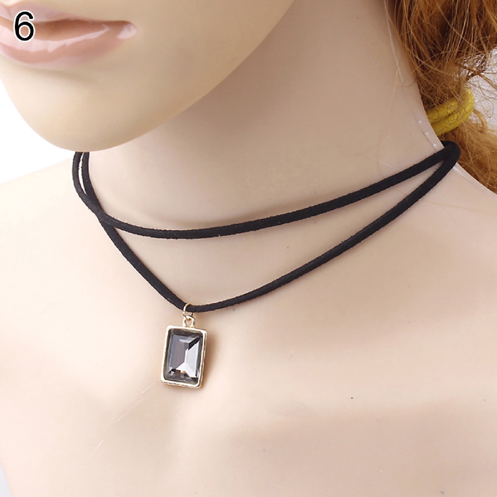 Vòng cổ choker vải nhung hai lớp màu đen