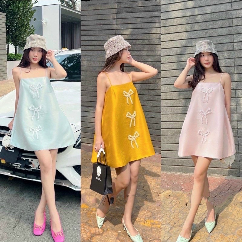 Đầm Tapta Bóng Siêu Cưng Gắn Nơ