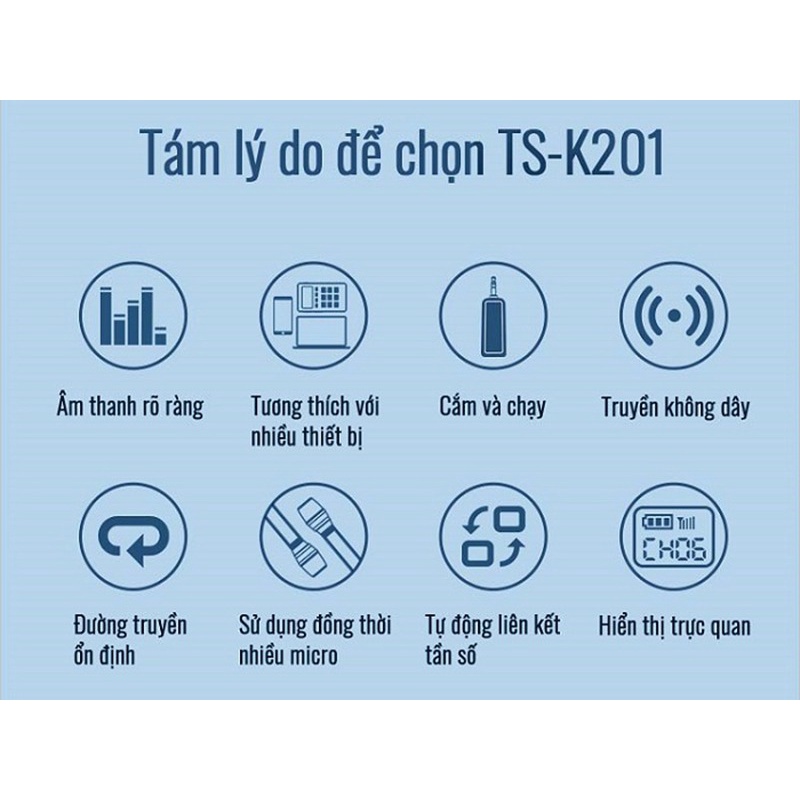 Micro không dây TAKSTAR TSK201 - Chuyên dùng cho Soundcard, loa kéo, dàn karaoke - Hàng chính hãng bảo hành 12 tháng