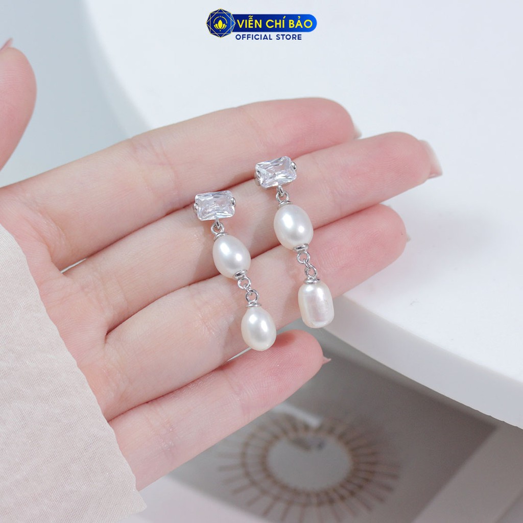 Bông tai bạc nữ đính đá nhiều kiểu dáng chất liệu bạc 925 thời trang phụ kiện trang sức Viễn Chí Bảo