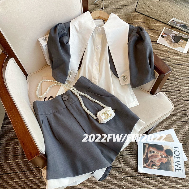 Set áo quần short ống rộng phong cách Pháp thời trang khí chất mùa hè