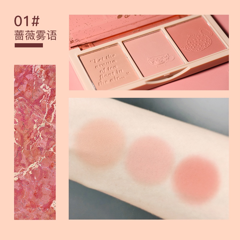 [Có sẵn] Phấn má hồng Hold Live 3 ô Secret Garden Blush HL461 Chất phấn siêu mềm, rất mịn,  độ bám tốt lên màu chuẩn