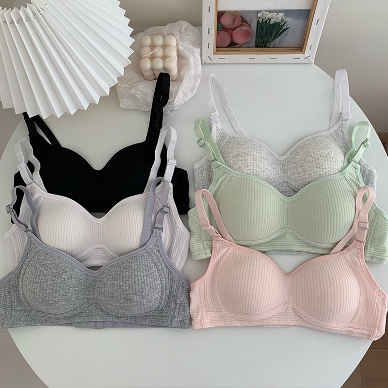 Áo Ngực Cotton Không Gọng Màu Trơn Mềm Mại Thoải Mái Dành Cho Nữ Size 32 - 38Ab