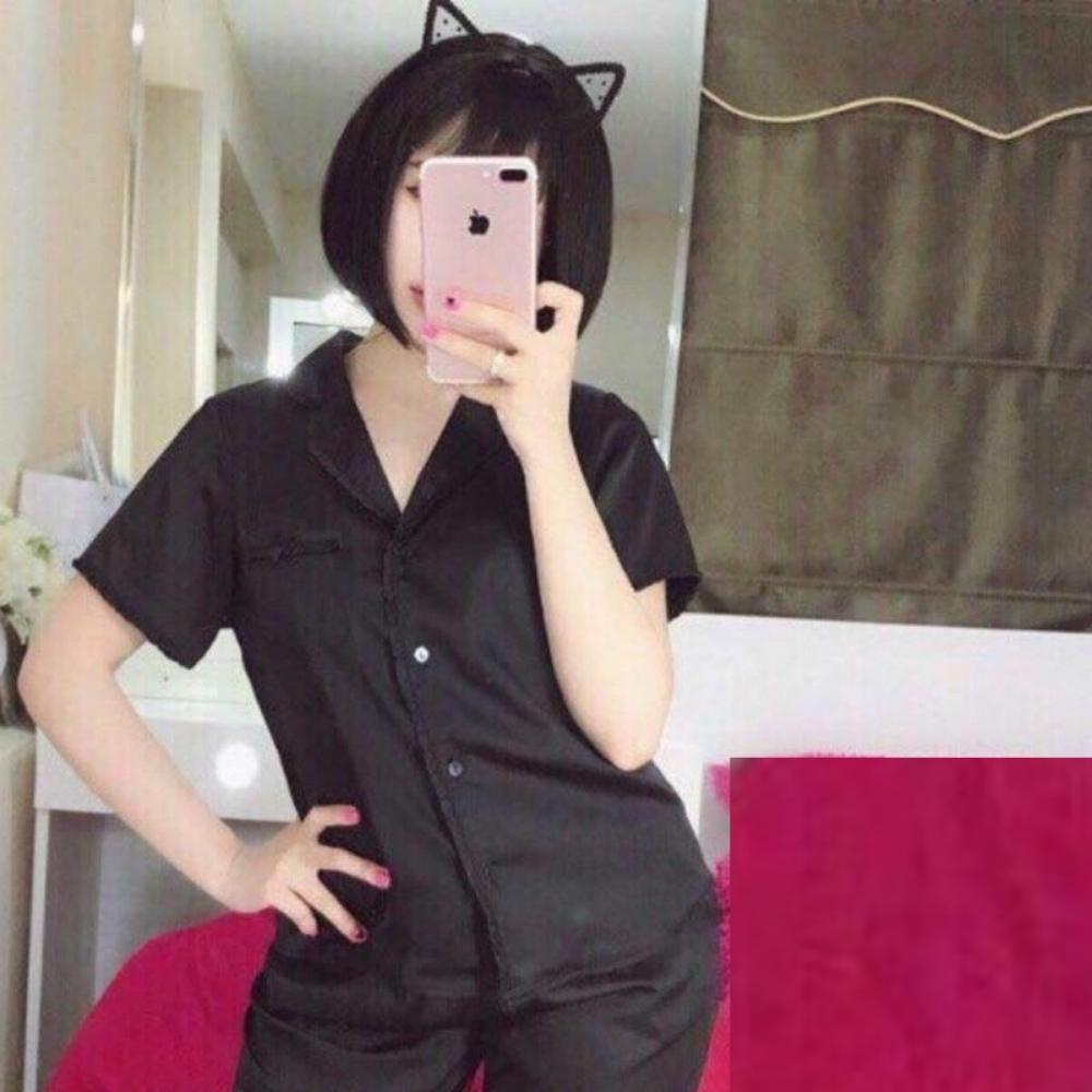 Bộ Lụa Áo Cộc Quần Đùi Phối Viền Bèo, Bộ Ngủ Nữ  Chất Liệu Lụa Satin Thiết Kế Thời Trang Cao Cấp