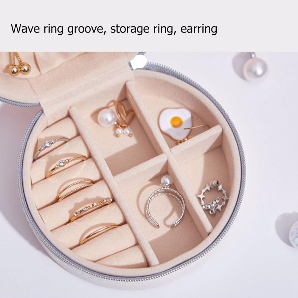 ANEMONE Hộp Đựng Trang Sức Hình Tròn Có Khóa Kéo Chống Thấm Nước Tiện Dụng