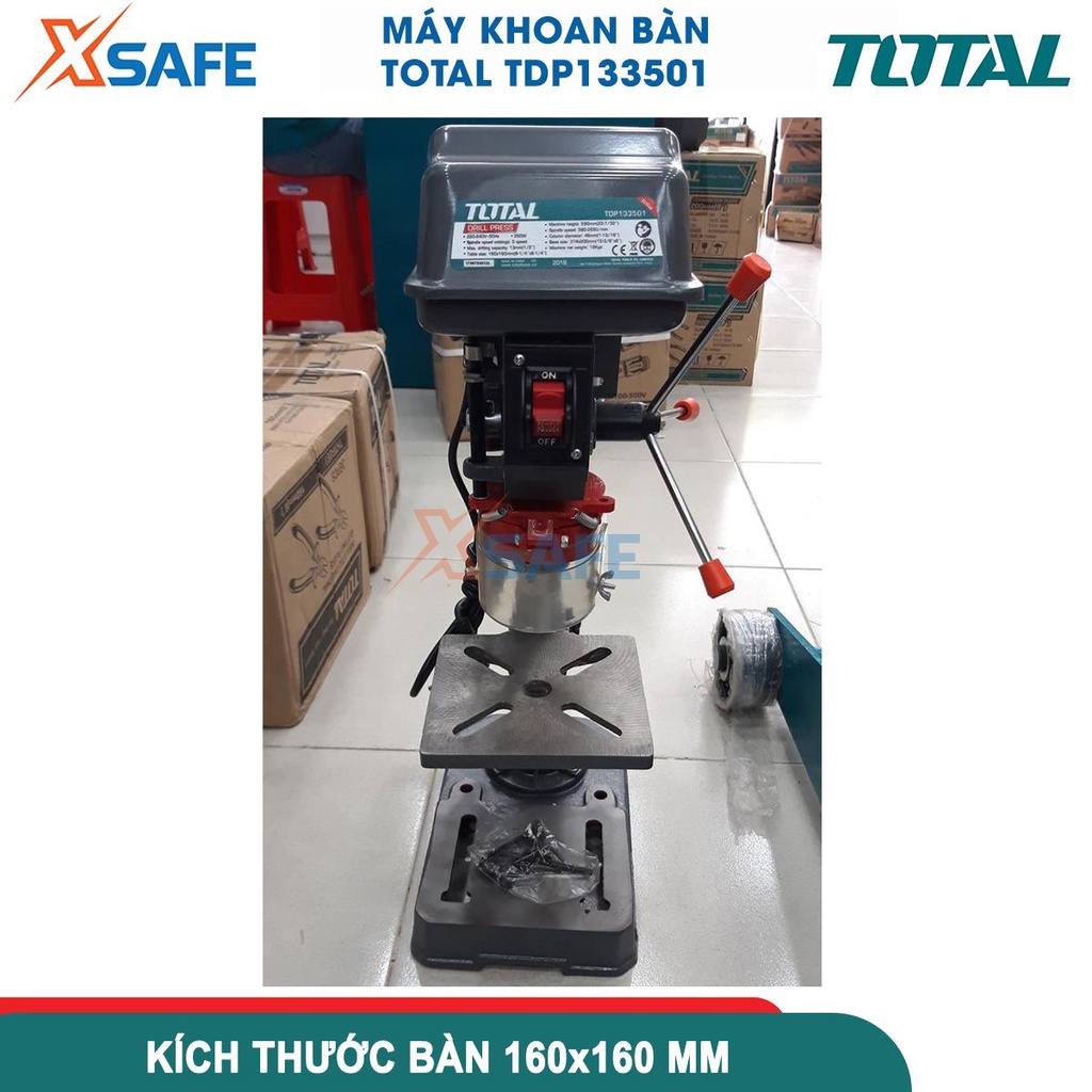Máy khoan bàn TOTAL TDP133501 công suất 350w, tùy chỉnh chỉnh độ cao, tốc độ 580-2650v/p, khả năng khoan 13mm - [XSAFE]