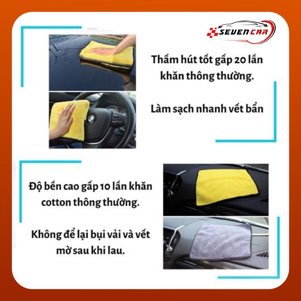 Khăn lau đa năng xe oto, văn phòng, gia đình 2 lớp cao cấp siêu thấm hút microfibre không rụng lông - SEVEN.CAR