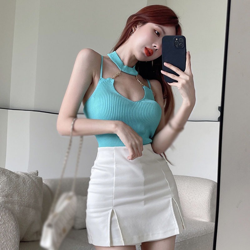 Áo Dây Kim Loại Không Tay Phong Cách Hàn Quốc