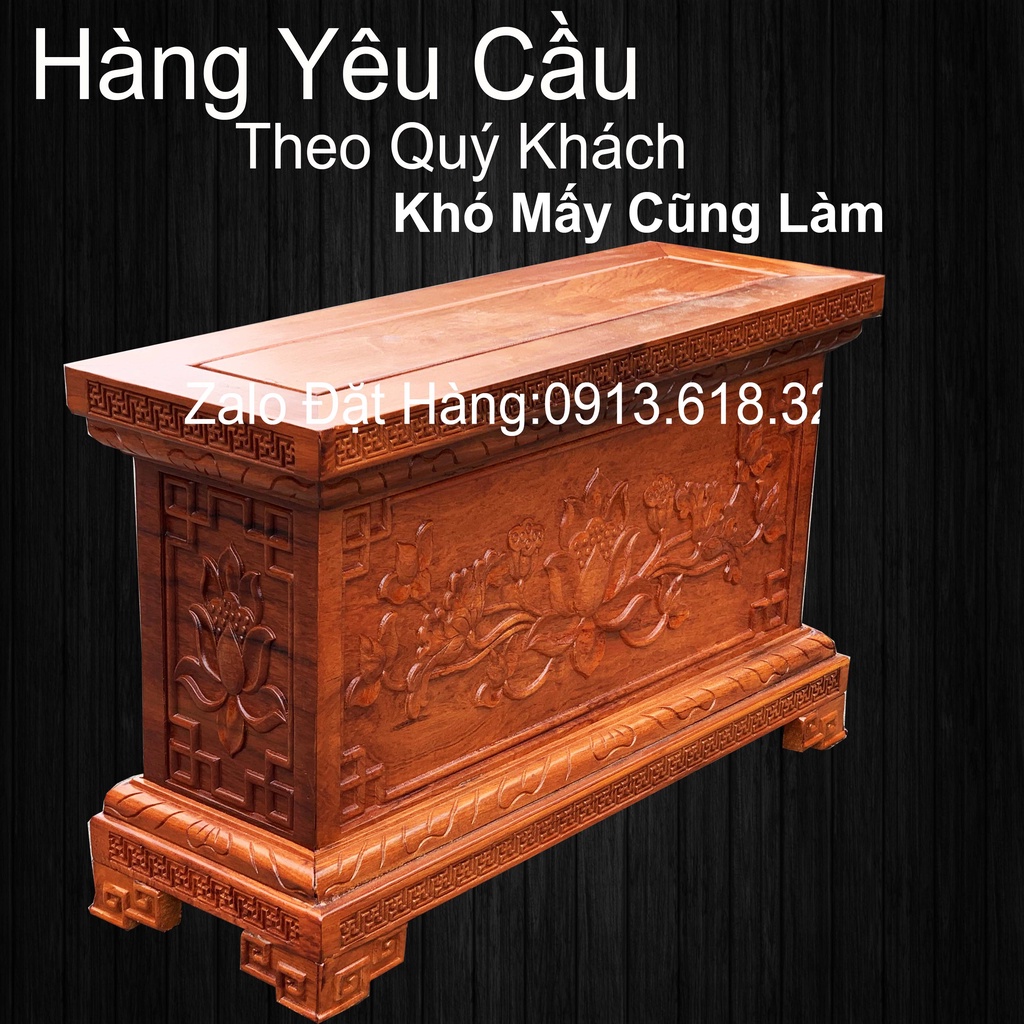 (HàngĐặt)Chân Loa Chiện Chữ Nhật Gỗ Hương Kiểu Dài Gỗ Hương