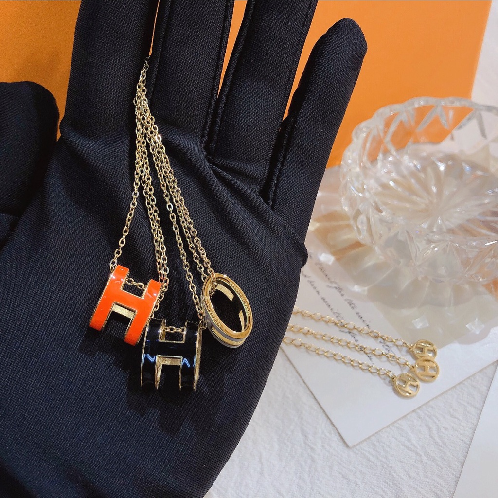 Vòng Cổ Thép Titan Mặt Hình Chữ H Thời Trang Cá Tính