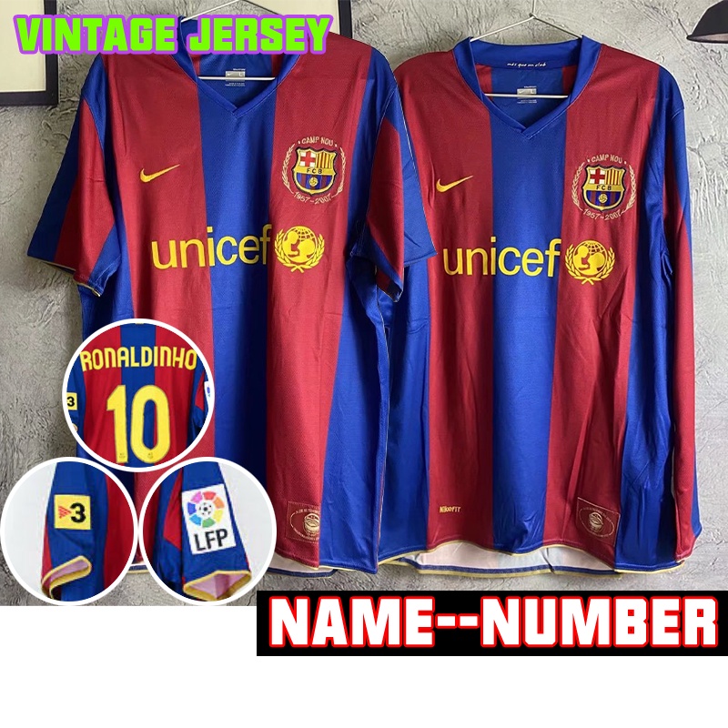 Áo Thun Bóng Đá Tay Ngắn Dài Phong Cách retro 07-08 Barcelona Cao Cấp