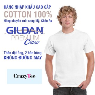 Áo Thun Nhập Khẩu Gildan Premium Cotton 100% Không Đường May Cho Nam và Nữ