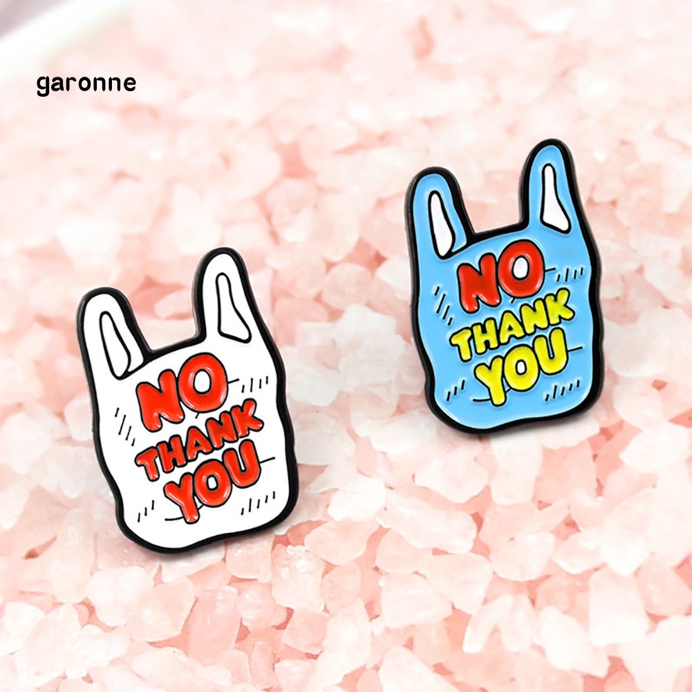 Cài áo hình đôi tai tráng men ngộ nghĩnh in chữ cái tiếng Anh &quot; No Thank You &quot;