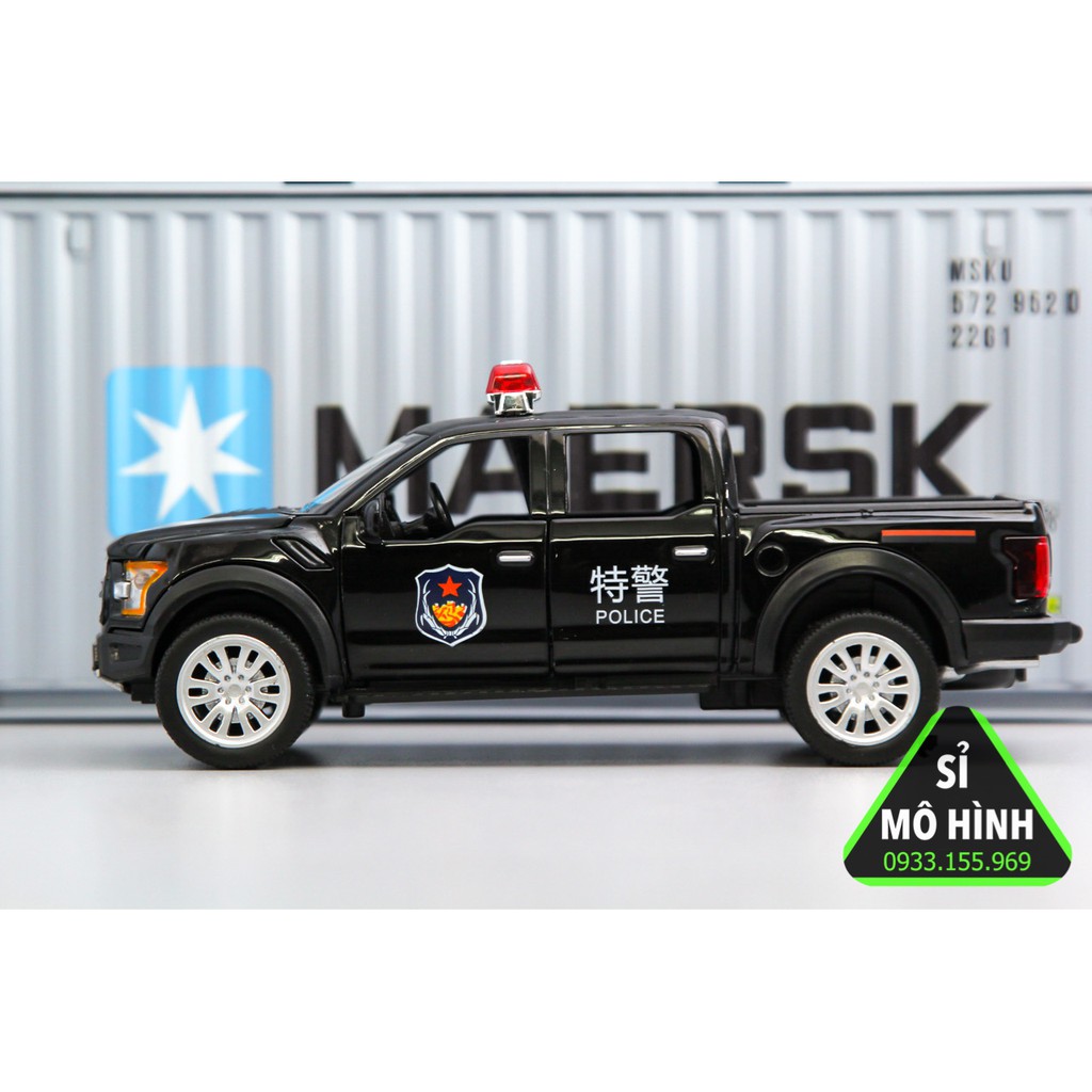 [ Sỉ Mô Hình ] Mô hình xe cảnh sát SUV Police Ford F150 Raptor mở hết cửa 1:32 Đen