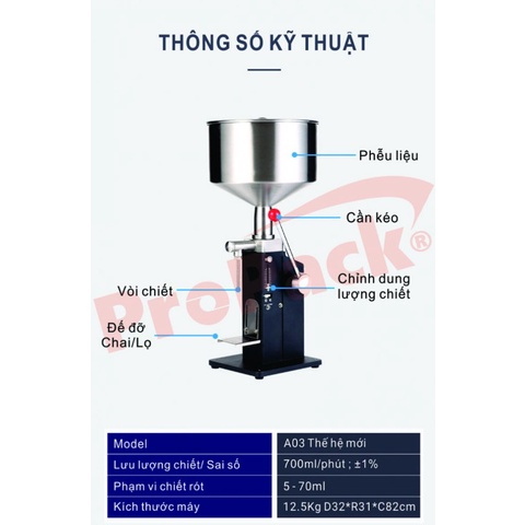 Máy chiết dịch đặc kéo tay A03 / Máy chiết kem đặc, máy chiết gel- propack