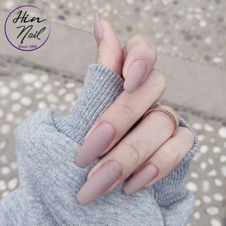 [Tặng 4 phụ kiện]  Set 24 móng tay giả nhọn dài sơn nhám Hin Nail