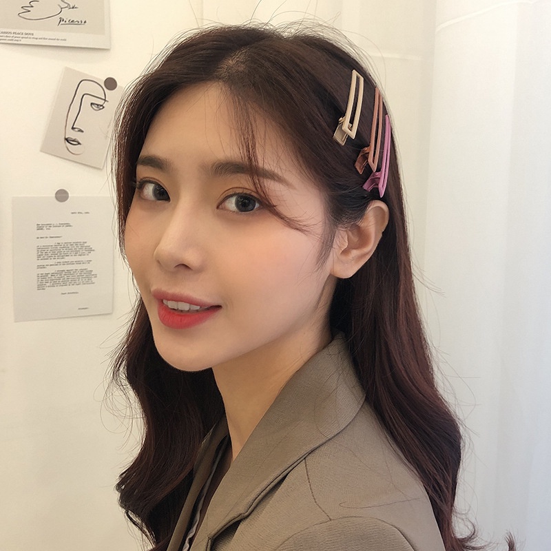 Set 4 Kẹp Tóc Kim Loại Màu Trà Sữa BB Gradient Phong Cách Hàn Quốc Đáng Yêu Thời Trang Nữ