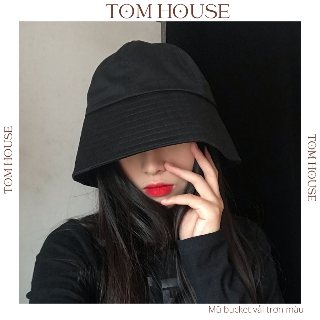 Mũ bucket vành cụp, nón tai bèo vải trơn màu thời trang có dây điều chỉnh form mũ Tom House