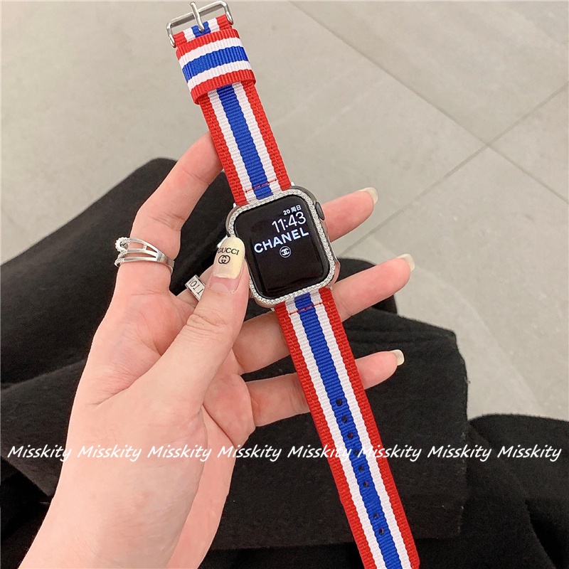 Dây Đeo Bằng Vải Dù Canvas Cho Đồng Hồ Thông Minh Apple Watch Series 7 6 SE 5 4 3 2 1 41mm 45mm 40mm 44mm 42mm