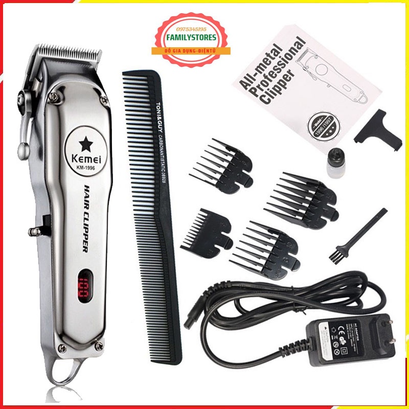 Tông Đơ Cắt Tóc Chuyên Nghiệp Vỏ Thép Nguyên Khối Kemei 1996 Máy cắt tóc dành cho Salon