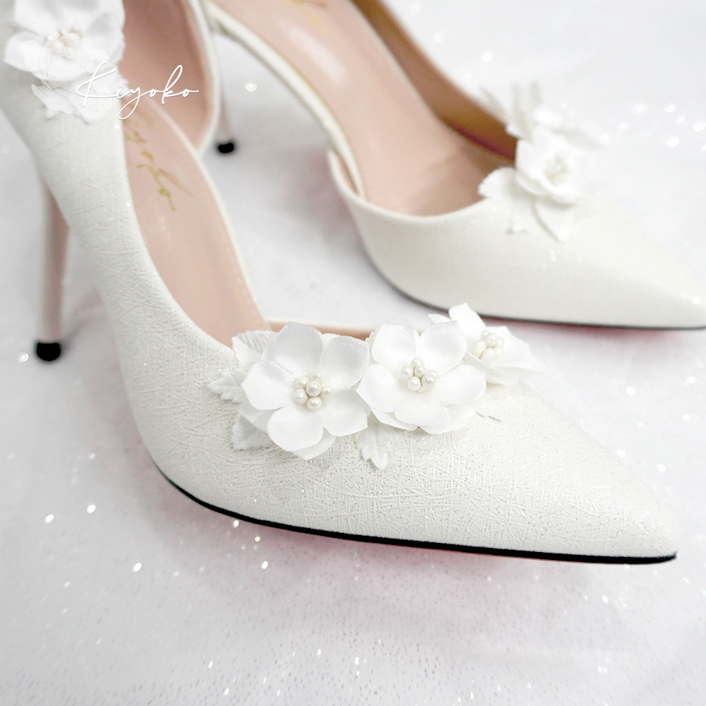 Giày cưới Kiyoko hở eo đính hoa Sankayou trước và sau cao 9cm