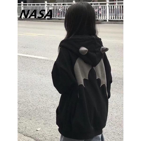 Áo khoác hoodie zip mũ sừng 2 lớp siêu to dày