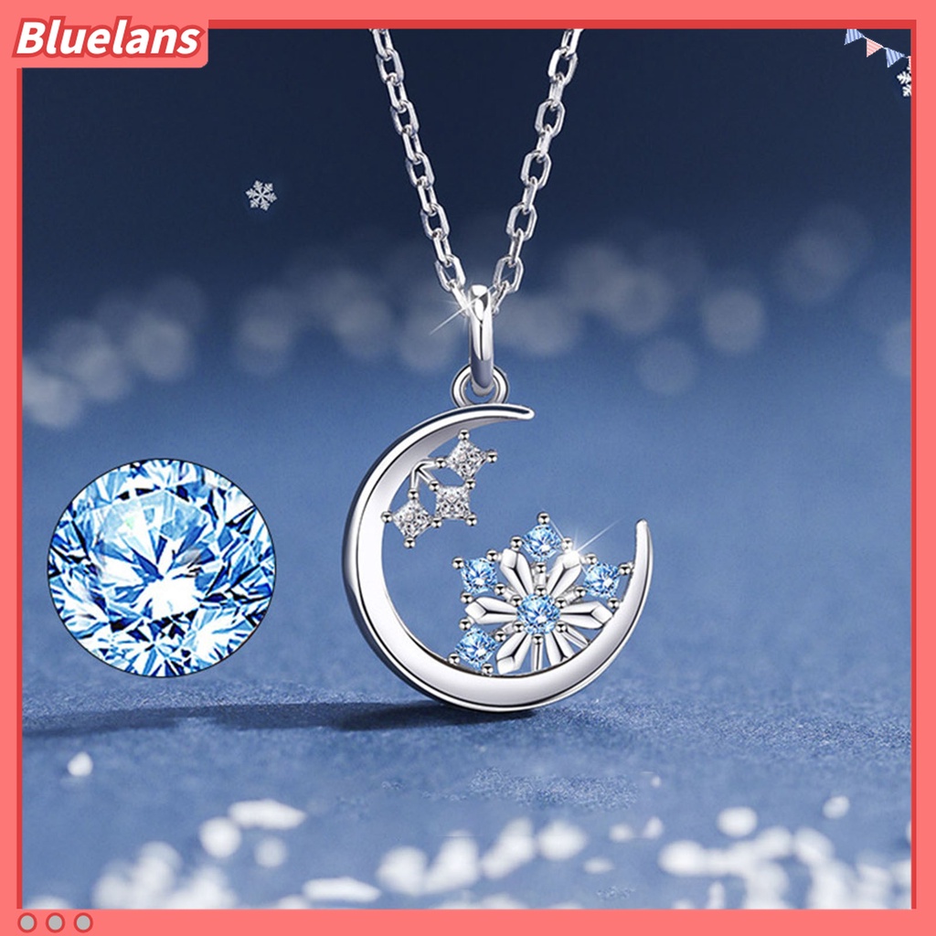 Vòng cổ Mặt Hình Hoa Tuyết / Mặt Trăng Đính Đá Chống Mài Mòn Phong Cách Hàn Quốc 48h