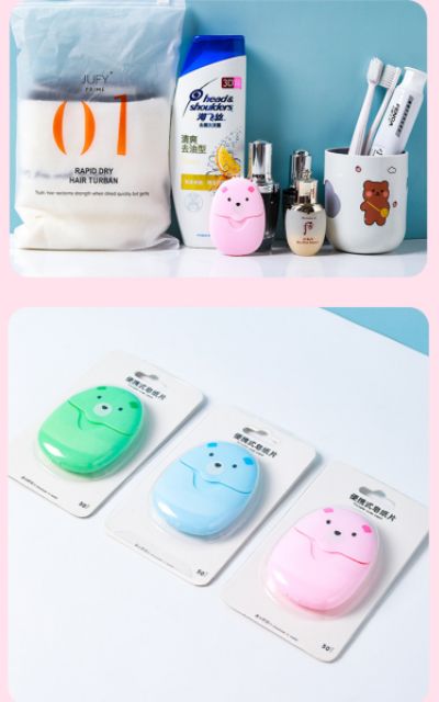 HỘP 50 MIẾNG XÀ PHÒNG GIẤY BỎ TÚI/ HỘP XÀ PHÒNG GIẤY MINI TIỆN LỢI DỄ DÙNG | BigBuy360 - bigbuy360.vn