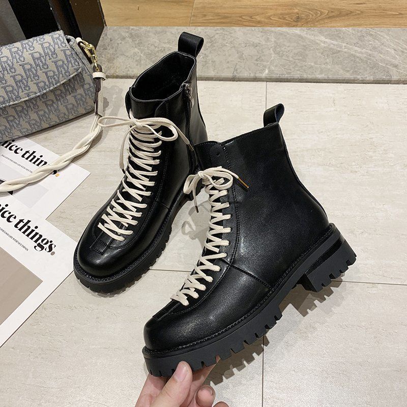 Giày Bốt Martin Cổ Thấp Phong Cách Anh Quốc Thời Trang Thu Đông Cá Tính