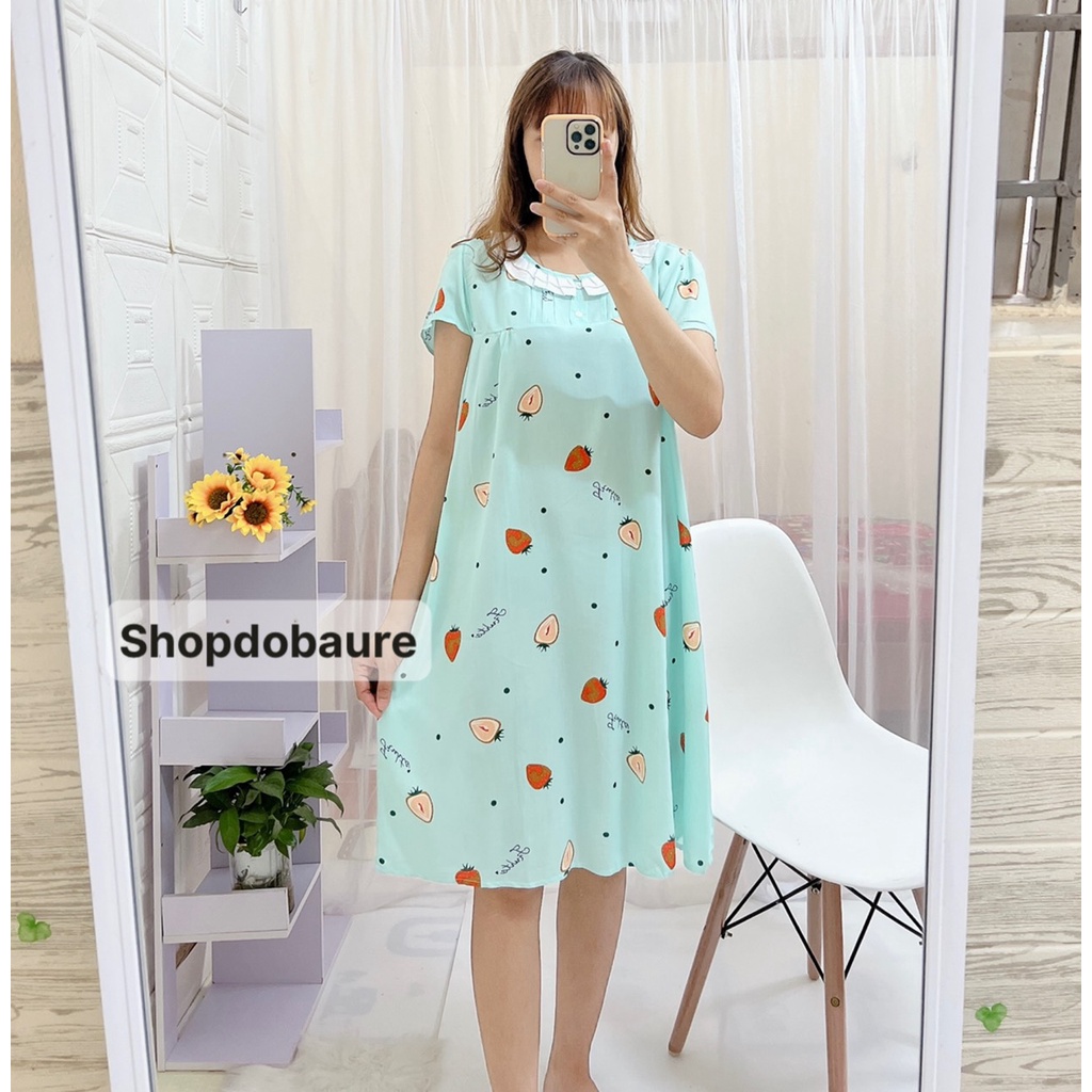 Váy lanh bầu cộc tay mặc nhà MÙA HÈ MỀM MÁT - (V16)
