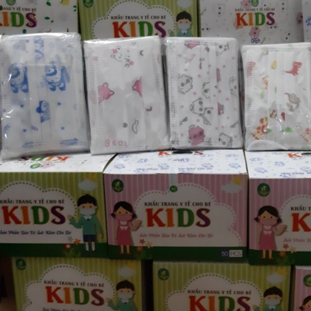 (MỚI) Hộp khẩu trang Trẻ em Thiên Thủy (50 cái) 3 lớp- Cao cấp- Nhiều hình dễ thương