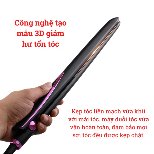 [Tạo Kiểu Đẹp] Máy Duỗi Tóc Là Ép Uốn Kẹp Thẳng Làm Xoăn Tóc Mini Điều Chỉnh 4 Mức Nhiệt Haoge