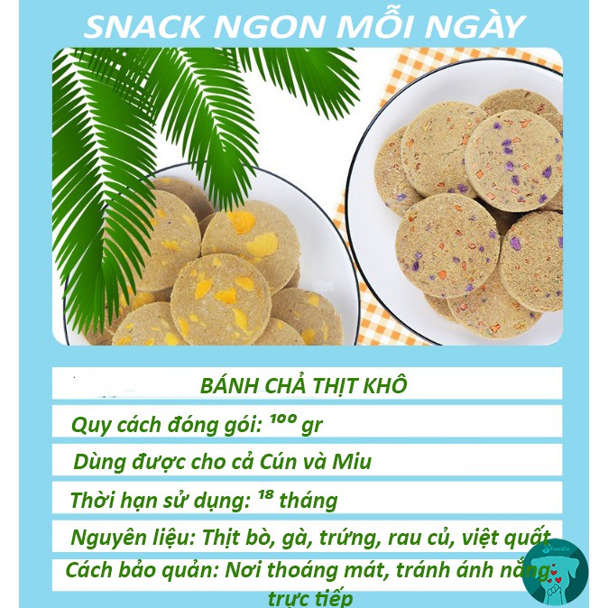 [GIÀU ĐẠM]Thức Ăn Khô Cho Chó Mèo JFamille, Bánh Chả Thịt Trứng 5 Vị, Snack Dinh Dưỡng Cân Bằng.JF115