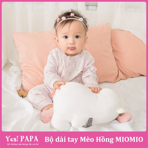 Bộ sơ sinh dài tay Miomio cài giữa mỏng