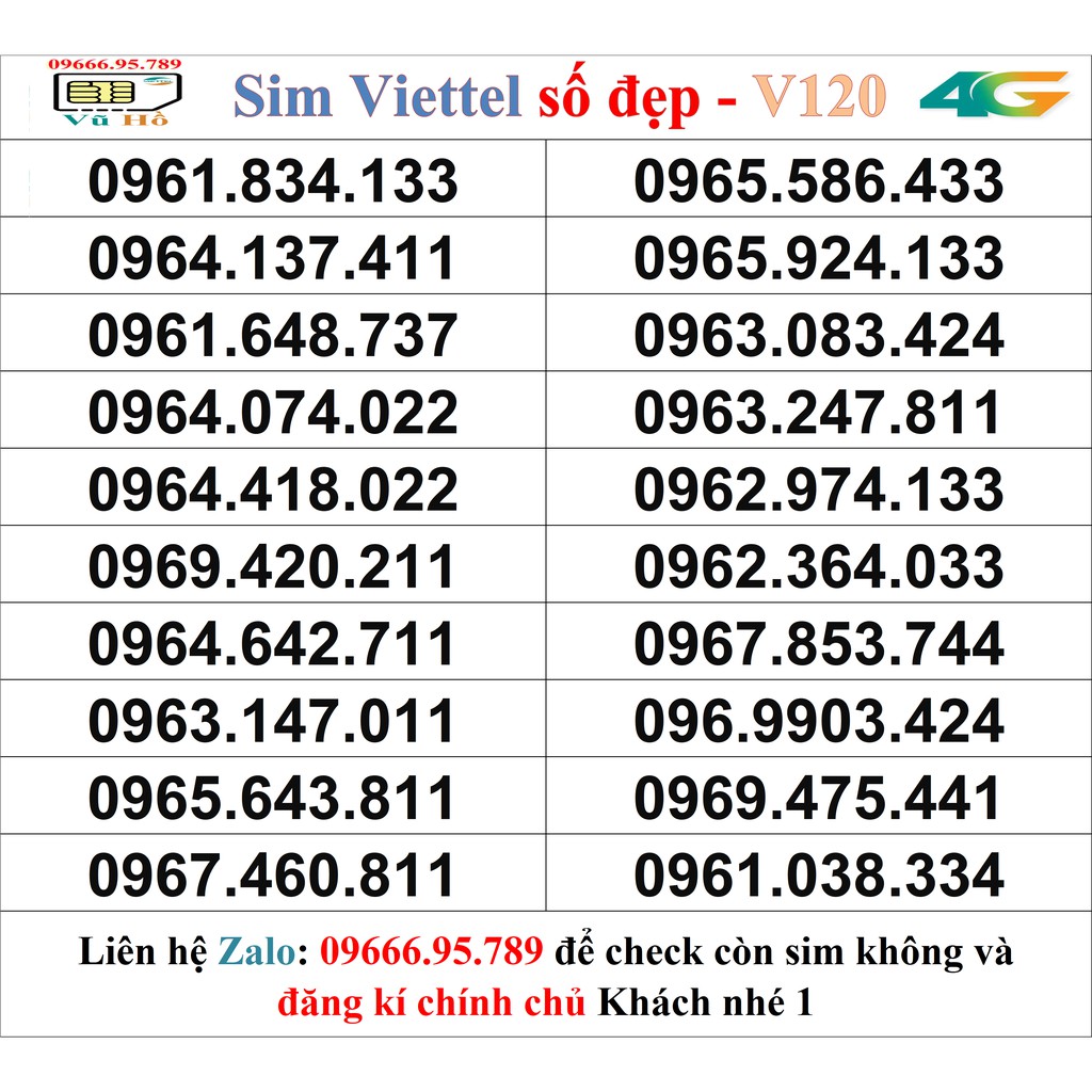 Sim Viettel V120 đầu 09 số đẹp giá rẻ 1