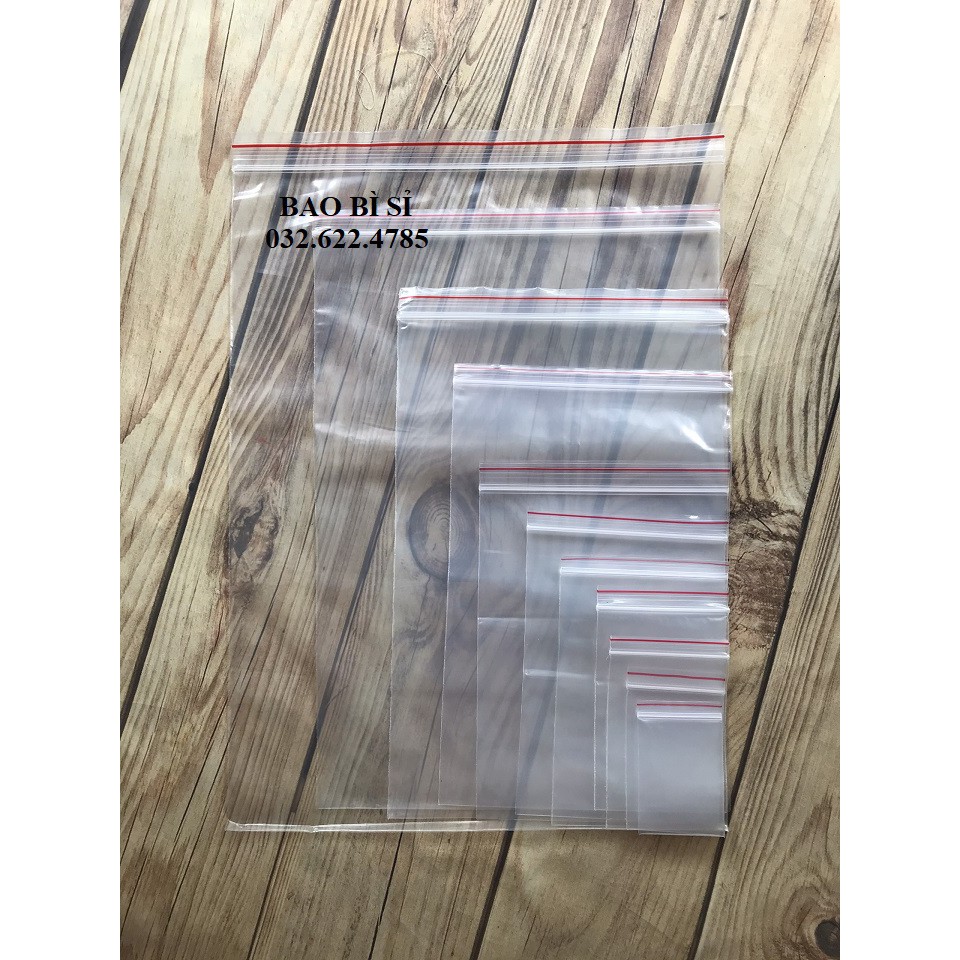 [500G] Túi zip chỉ đỏ (zip PE, zip lock, zip viền đỏ)