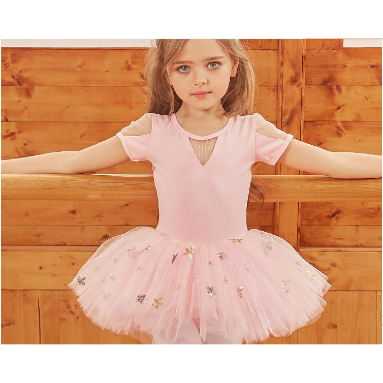 Váy múa bale đính sao #1967 cho bé - sẵn 110 ship ngay