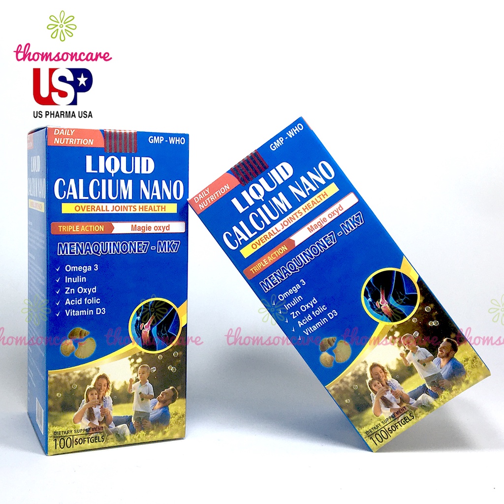Canxi nước Liquid Calcium bổ sung canxi Nano hữu cơ dễ hấp thụ từ tảo biển, có thêm D3, Magie, giảm loãng xương